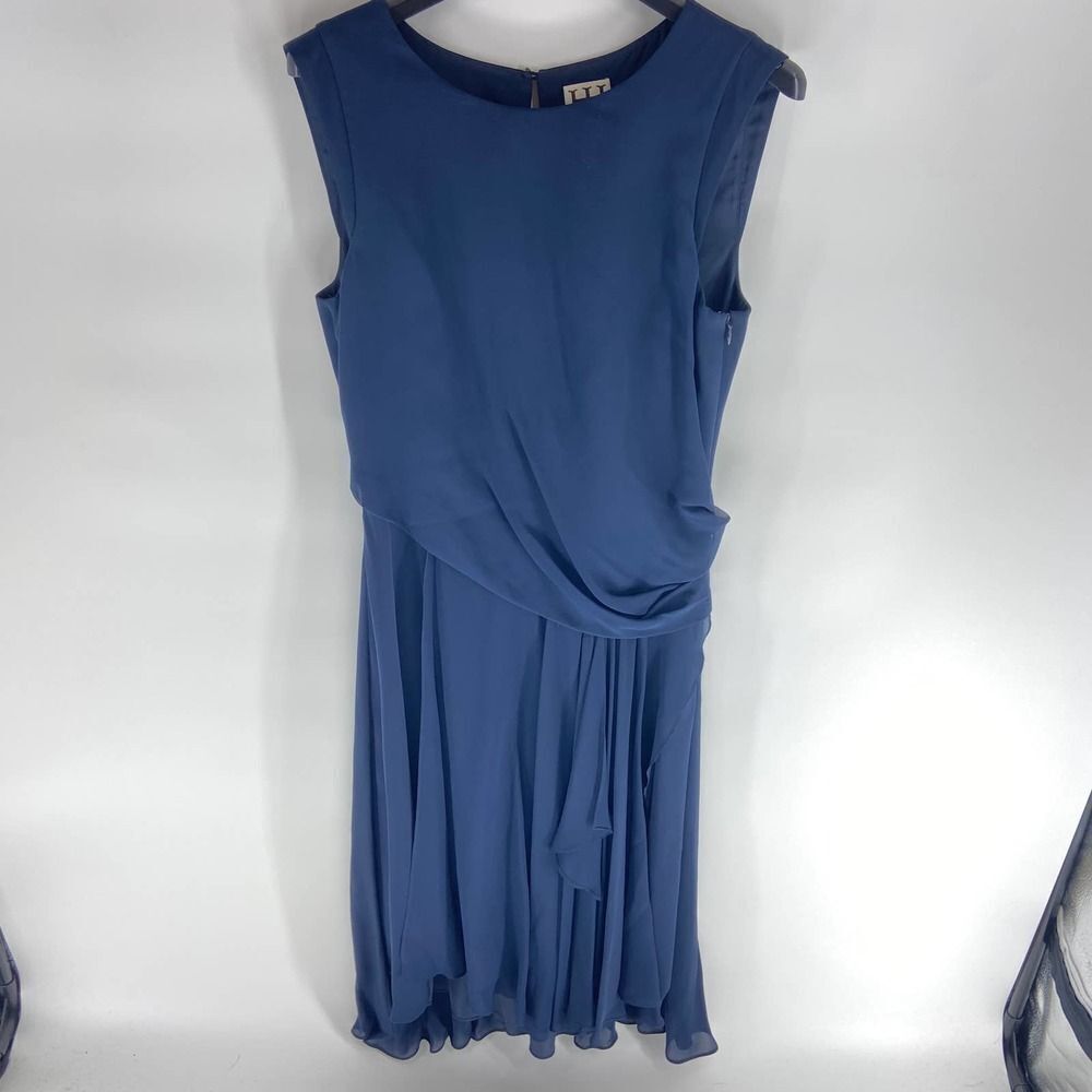 Haute Hippie Blue ruched top pleated skirt high neck sleeveless dress Womens 2